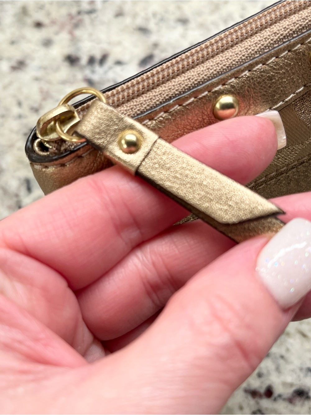 Coach Signature Striped Studded Mini Skinny Zippered Card Case with Key Fob NWOT - Picture 7 of 9